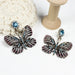 Wholesale Colored Rhinestone Butterfly Alloy 925 Silver Needle Earrings JDC-ES-QianT001 Earrings 浅腾 blue Wholesale Jewelry JoyasDeChina Joyas De China