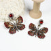 Wholesale Colored Rhinestone Butterfly Alloy 925 Silver Needle Earrings JDC-ES-QianT001 Earrings 浅腾 red Wholesale Jewelry JoyasDeChina Joyas De China