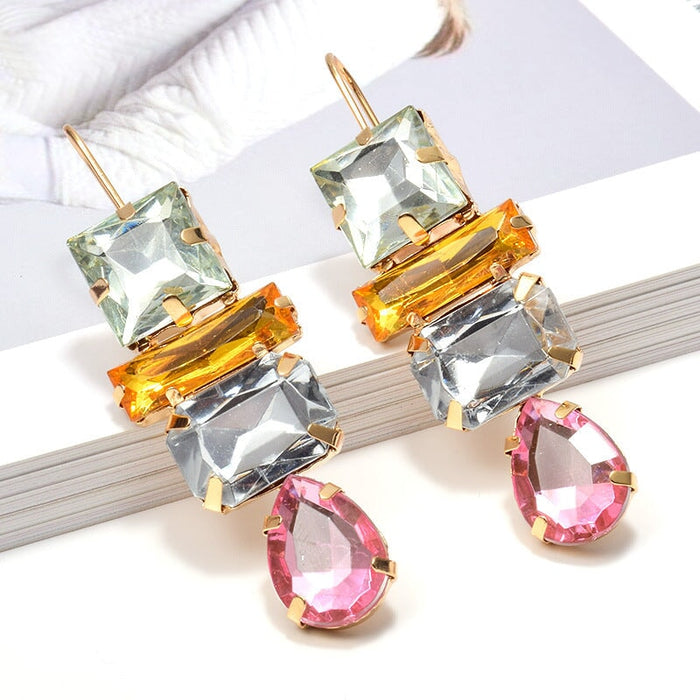 Wholesale Colored Rhinestone Metal Earrings JDC-ES-SK038 Earrings 深刻 Color Wholesale Jewelry JoyasDeChina Joyas De China