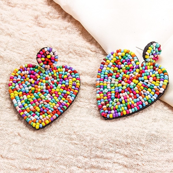 Bulk Jewelry Wholesale colored rice bead love earrings JDC-ES-RXYN002 Wholesale factory from China YIWU China