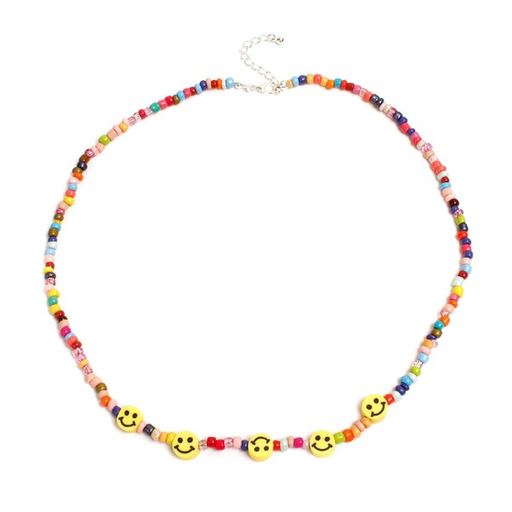 Bulk Jewelry Wholesale colored rice beaded smiley face necklace JDC-NE-GSZW053 Wholesale factory from China YIWU China
