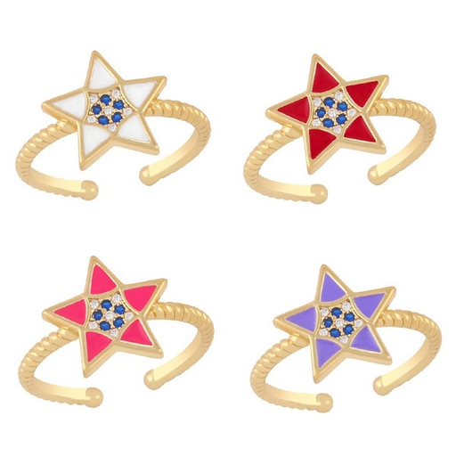 Wholesale Colored Star Electroplated Copper Rings JDC-RS-AS294 Rings JoyasDeChina Wholesale Jewelry JoyasDeChina Joyas De China