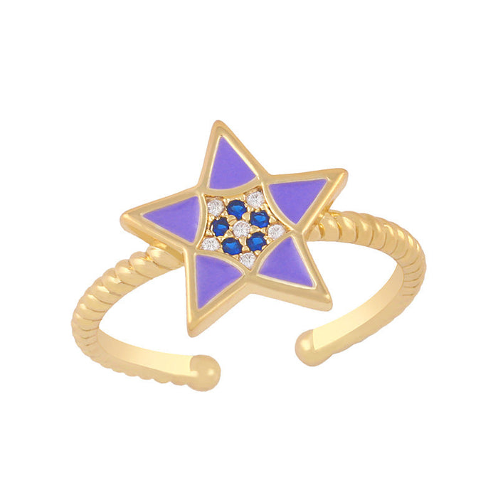 Wholesale Colored Star Electroplated Copper Rings JDC-RS-AS294 Rings JoyasDeChina purple adjustable Wholesale Jewelry JoyasDeChina Joyas De China