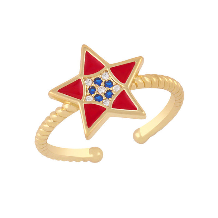 Wholesale Colored Star Electroplated Copper Rings JDC-RS-AS294 Rings JoyasDeChina red adjustable Wholesale Jewelry JoyasDeChina Joyas De China