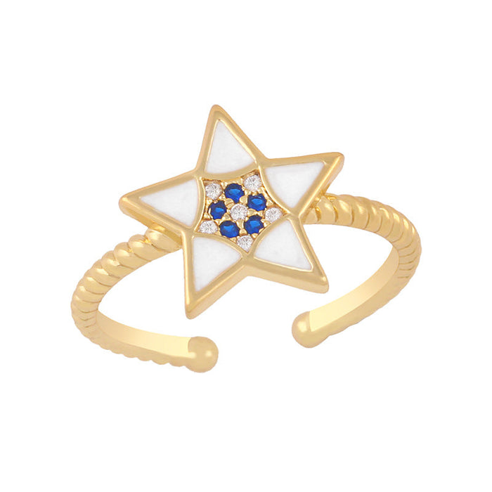 Wholesale Colored Star Electroplated Copper Rings JDC-RS-AS294 Rings JoyasDeChina white adjustable Wholesale Jewelry JoyasDeChina Joyas De China