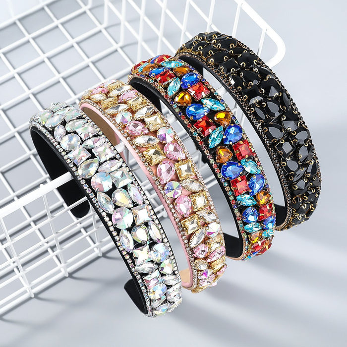Bulk Jewelry Wholesale colored velvet-encrusted drill ultra-flash wide-brimmed hair hoop JDC-HD-CL011 Wholesale factory from China YIWU China