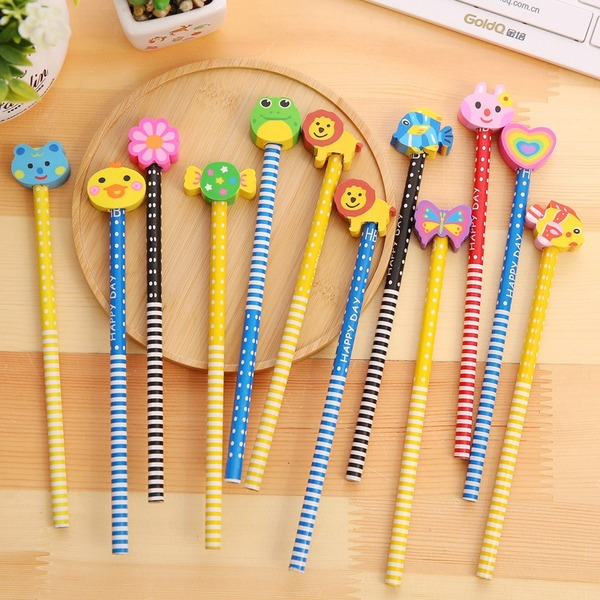 Bulk Jewelry Wholesale colored wood HB with eraser pencil for children JDC-PE-XF017 Wholesale factory from China YIWU China