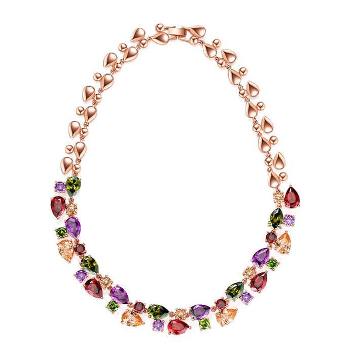 Wholesale Colored Zircon Artificial Gemstone Copper Necklace MOQ≥2 JDC-NE-Kas004 Necklaces 卡诗 MOQ2 rose gold Wholesale Jewelry JoyasDeChina Joyas De China