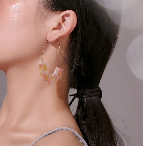 Bulk Jewelry Wholesale colorful acrylic acetate plate earrings female u-shaped  JDC-ES-D487 Wholesale factory from China YIWU China