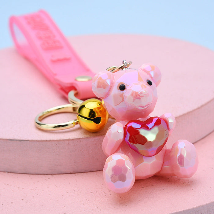 Wholesale colorful acrylic bear keychain JDC-KC-WS039 Keychains 围颂 Pink Wholesale Jewelry JoyasDeChina Joyas De China