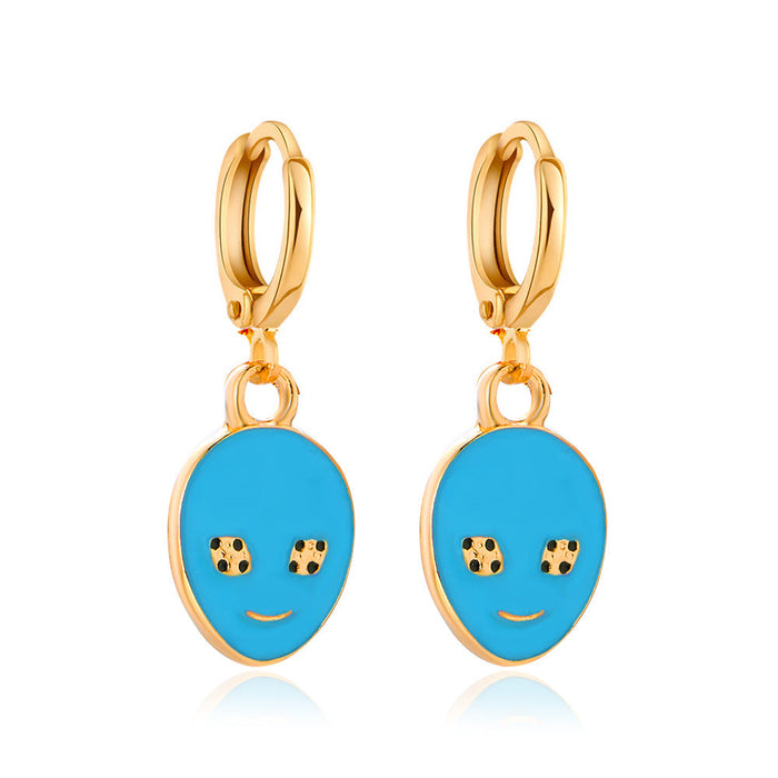 Wholesale colorful alien earrings JDC-ES-D564 Earrings JoyasDeChina 01KC Gold s blue Wholesale Jewelry JoyasDeChina Joyas De China
