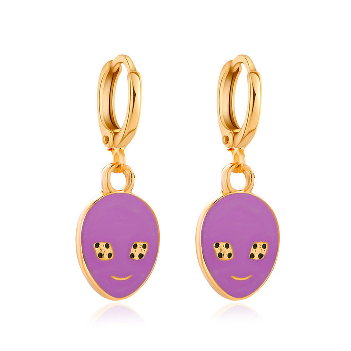 Wholesale colorful alien earrings JDC-ES-D564 Earrings JoyasDeChina 04KC gold # purple Wholesale Jewelry JoyasDeChina Joyas De China