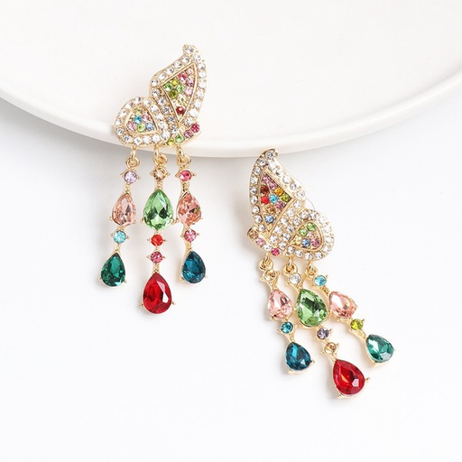 Bulk Jewelry Wholesale colorful alloy butterfly drop diamond earrings JDC-ES-GSJJ064 Wholesale factory from China YIWU China