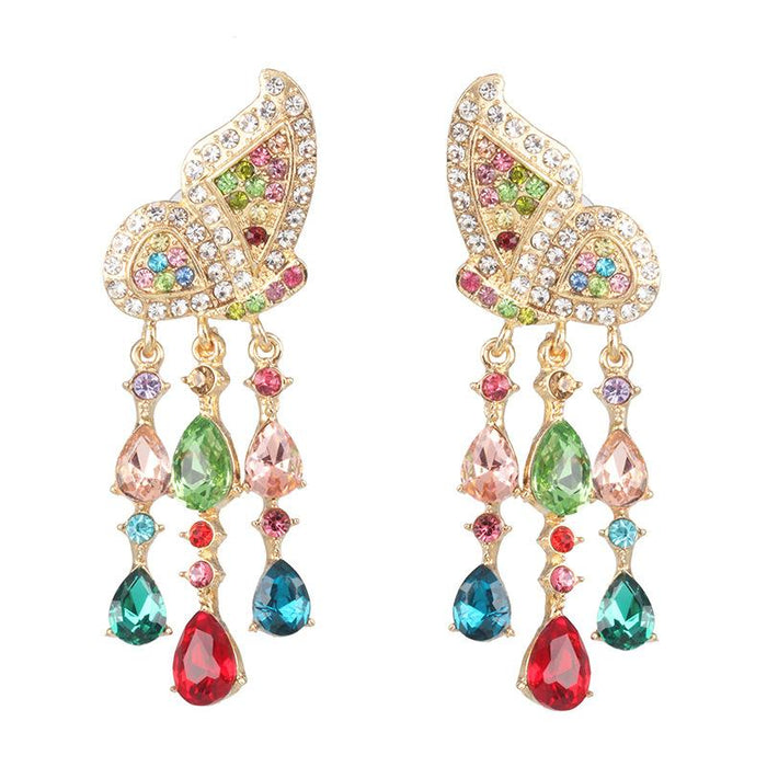 Wholesale colorful alloy butterfly drop Rhinestone earrings JDC-ES-GSJJ064 Earrings JoyasDeChina colored Wholesale Jewelry JoyasDeChina Joyas De China