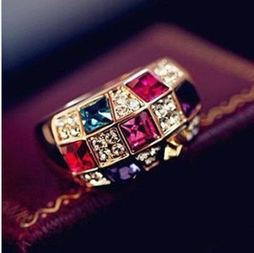 Bulk Jewelry Wholesale colorful alloy colored diamond luxury ring JDC-RS-RL027 Wholesale factory from China YIWU China