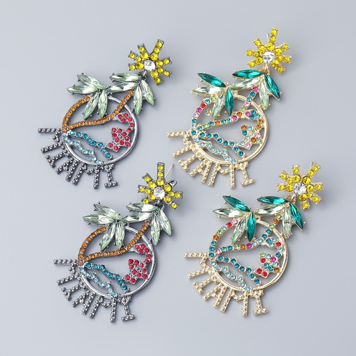 Bulk Jewelry Wholesale colorful alloy diamond beach coconut tree earrings JDC-ES-CL014 Wholesale factory from China YIWU China