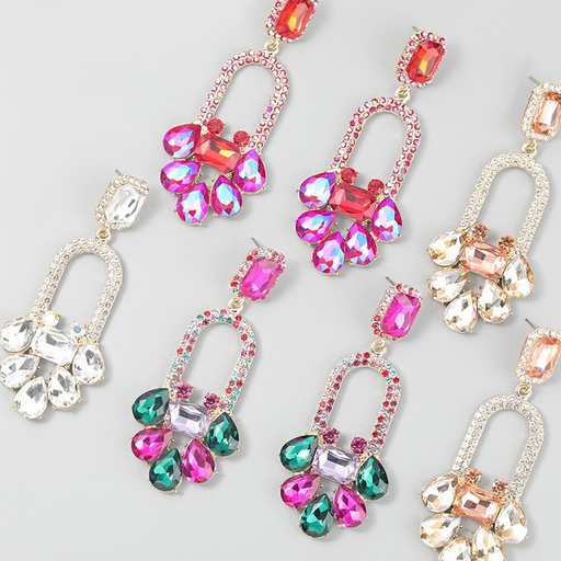 Bulk Jewelry Wholesale colorful alloy diamond flower earrings JDC-ES-GSJJ082 Wholesale factory from China YIWU China