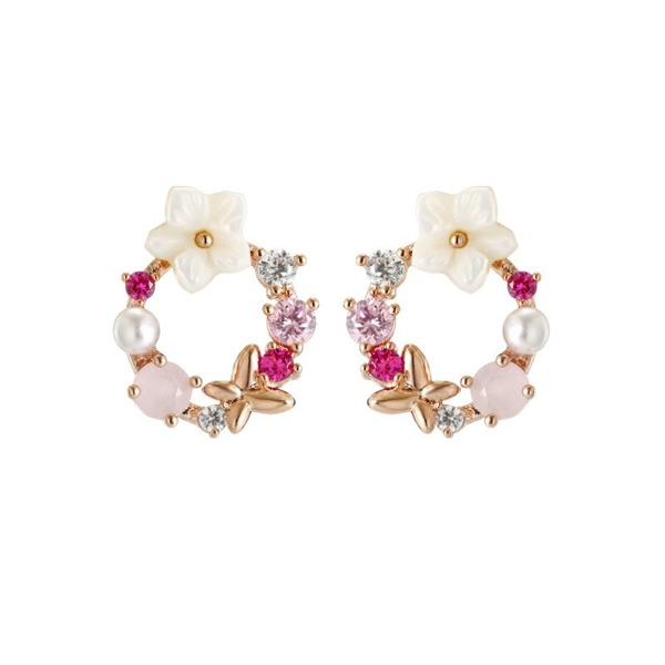 Bulk Jewelry Wholesale colorful alloy flower pearl studded earrings JDC-ES-RL122 Wholesale factory from China YIWU China