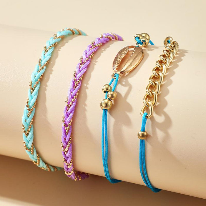 Bulk Jewelry Wholesale colorful alloy flower shell pearl bracelet set of 4 JDC-BT-C025 Wholesale factory from China YIWU China