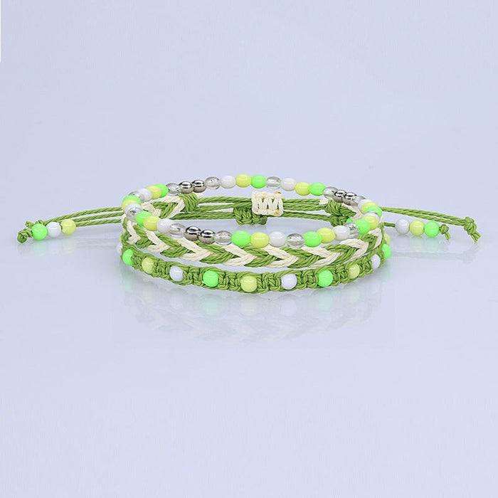 Wholesale colorful bead bracelet waterproof wax thread braided bracelet three-piece set JDC-BT-Yiye010 Bracelet 益烨 Wholesale Jewelry JoyasDeChina Joyas De China