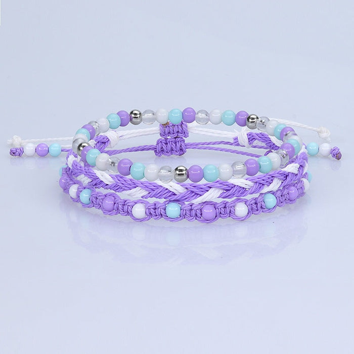 Wholesale colorful bead bracelet waterproof wax thread braided bracelet three-piece set JDC-BT-Yiye010 Bracelet 益烨 Wholesale Jewelry JoyasDeChina Joyas De China