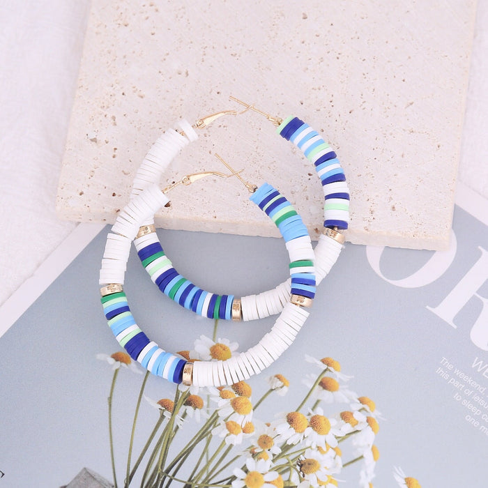 Wholesale colorful boho terracotta earrings JDC-ES-Bingm014 Earrings 冰萌 1# mixed blue Wholesale Jewelry JoyasDeChina Joyas De China