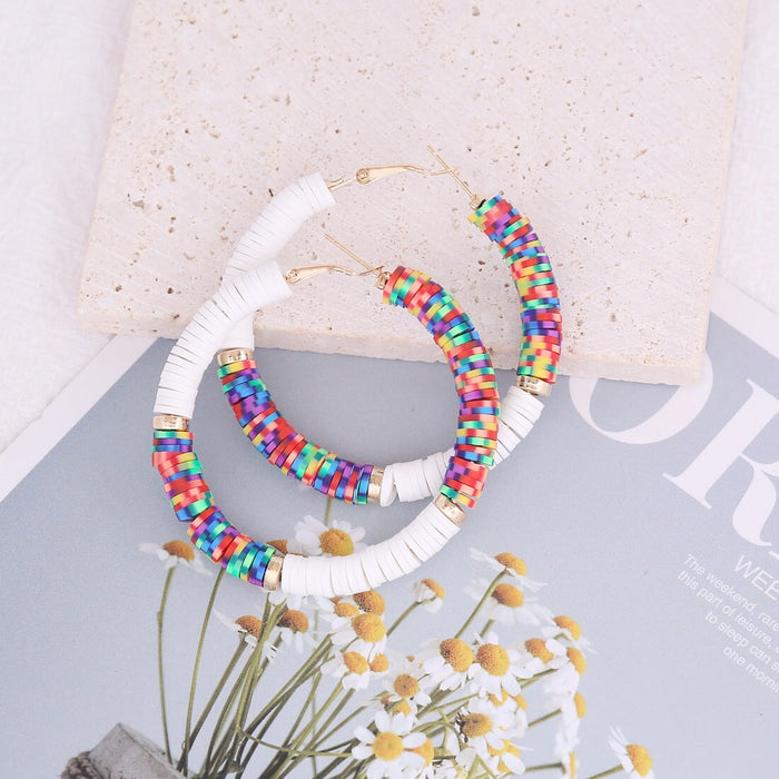 Wholesale colorful boho terracotta earrings JDC-ES-Bingm014 Earrings 冰萌 6# speckled color Wholesale Jewelry JoyasDeChina Joyas De China