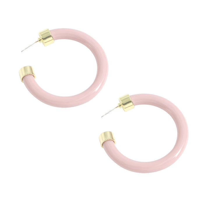 Wholesale colorful C-shaped resin earrings JDC-ES-V230 Earrings JoyasDeChina pink Wholesale Jewelry JoyasDeChina Joyas De China
