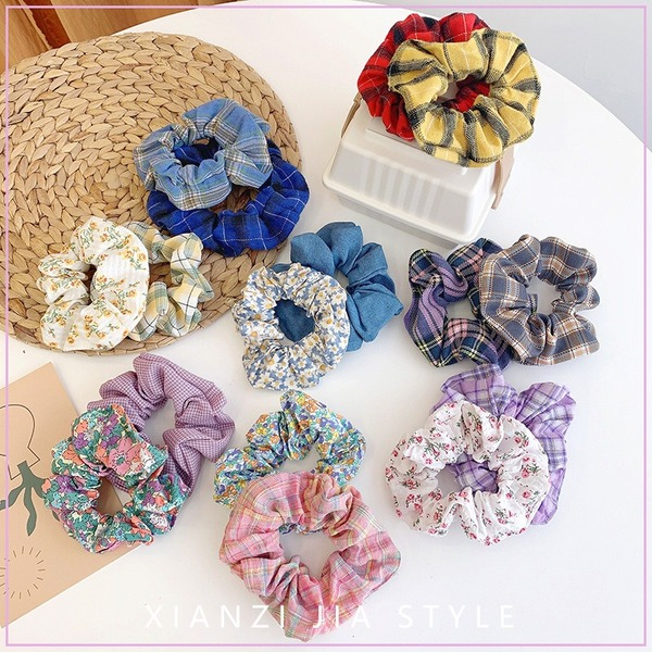 Bulk Jewelry Wholesale colorful cloth floral plaid fat intestine hair ring JDC-HS-RXH012 Wholesale factory from China YIWU China