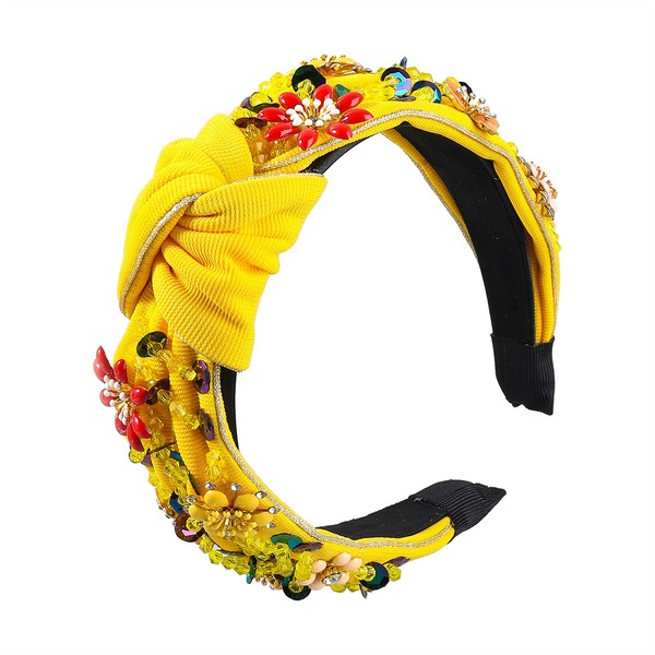 Bulk Jewelry Wholesale colorful cloth studded flowers wide knot hairband JDC-HD-CL008 Wholesale factory from China YIWU China