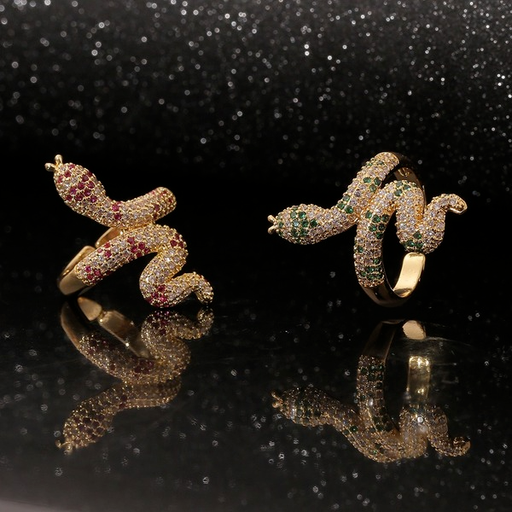 Wholesale colorful copper inlaid zircon cobra rings JDC-RS-HX124 Rings JoyasDeChina Wholesale Jewelry JoyasDeChina Joyas De China