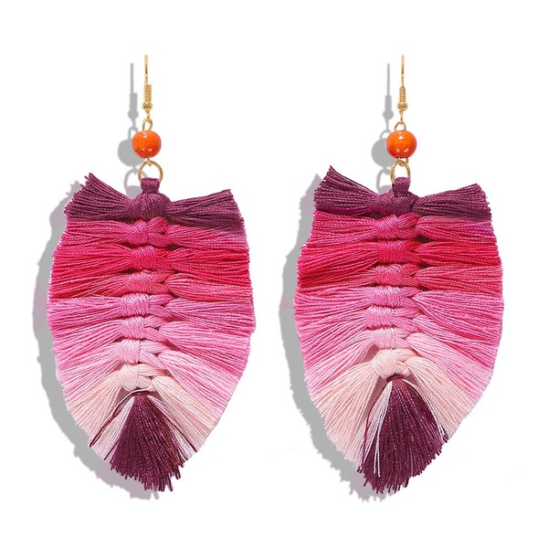 Bulk Jewelry Wholesale colorful cotton bohemian fan-shaped tassel earrings JDC-ES-V105 Wholesale factory from China YIWU China