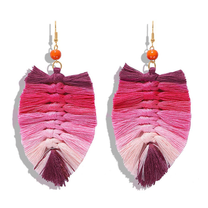 Bulk Jewelry Wholesale colorful cotton bohemian fan-shaped tassel earrings JDC-ES-V105 Wholesale factory from China YIWU China