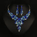 Wholesale colorful crystal necklace earrings set JDC-ST-Qianm005 Suit 千漠 blue Wholesale Jewelry JoyasDeChina Joyas De China