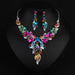 Wholesale colorful crystal necklace earrings set JDC-ST-Qianm005 Suit 千漠 color Wholesale Jewelry JoyasDeChina Joyas De China