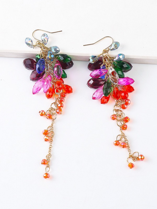 Wholesale colorful crystal tassel earrings JDC-ES-JR031 Earrings JoyasDeChina Wholesale Jewelry JoyasDeChina Joyas De China
