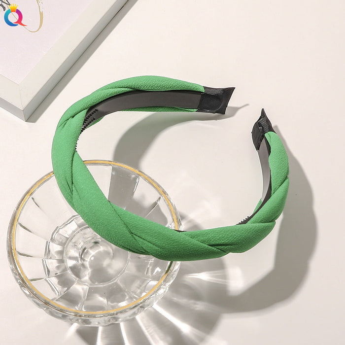 Wholesale colorful fabric braided headband JDC-HD-GSQY023 Headband JoyasDeChina green fabric Wholesale Jewelry JoyasDeChina Joyas De China