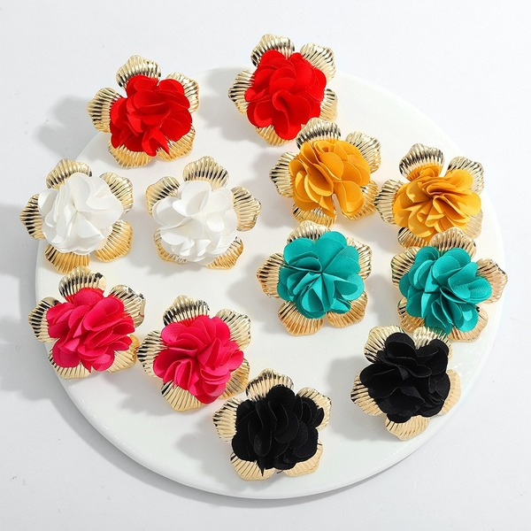Bulk Jewelry Wholesale colorful fabric flower earrings JDC-ES-RXV002 Wholesale factory from China YIWU China