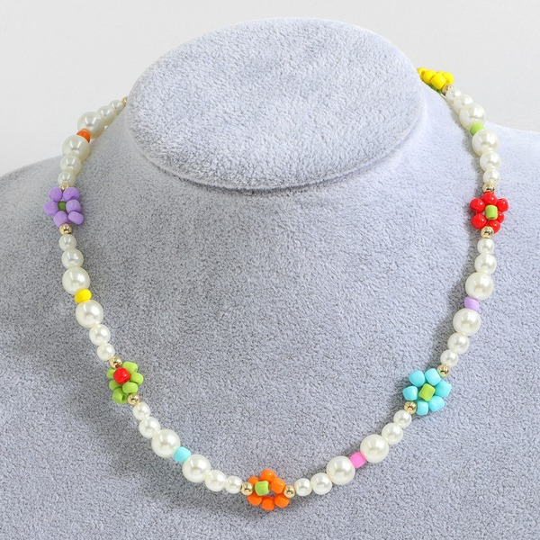 Wholesale colorful floral beaded pearl necklaces JDC-NE-V13 necklaces JoyasDeChina Wholesale Jewelry JoyasDeChina Joyas De China