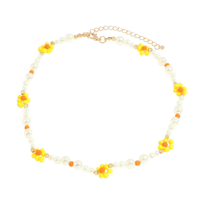 Wholesale colorful floral beaded pearl necklaces JDC-NE-V13 necklaces JoyasDeChina yellow Wholesale Jewelry JoyasDeChina Joyas De China