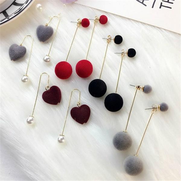 Bulk Jewelry Wholesale colorful fur ball round bead fur ball earrings JDC-ES-RL019 Wholesale factory from China YIWU China