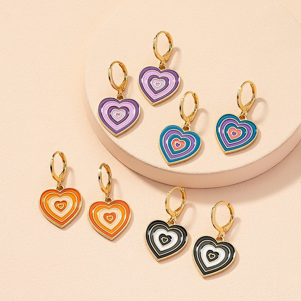 Wholesale colorful heart shaped alloy earrings JDC-ES-AYN311 Earrings JoyasDeChina Wholesale Jewelry JoyasDeChina Joyas De China