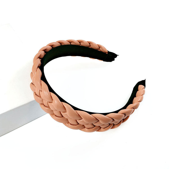 Wholesale colorful leather braided headband JDC-HD-GSCX038 Headband JoyasDeChina khaki Wholesale Jewelry JoyasDeChina Joyas De China