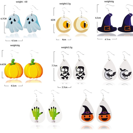 Bulk Jewelry Wholesale colorful leather Halloween drops skull pumpkin earrings JDC-ES-ZL005 Wholesale factory from China YIWU China