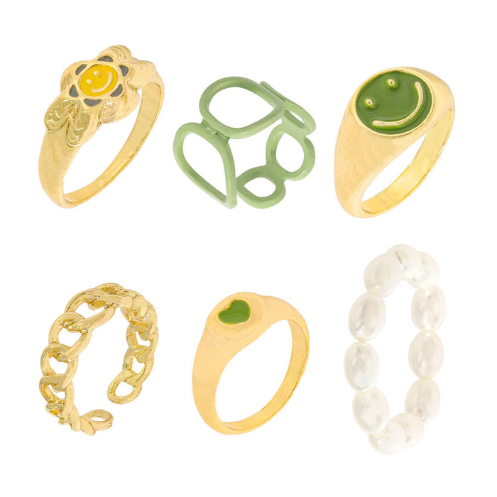 Wholesale colorful metal rings set JDC-RS-JQ006 Rings JoyasDeChina green Wholesale Jewelry JoyasDeChina Joyas De China