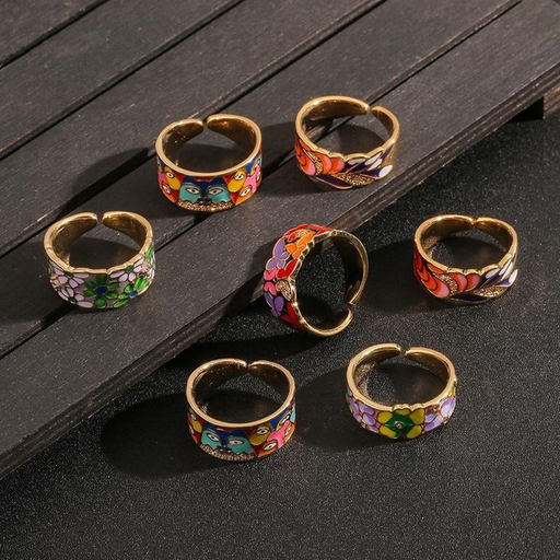 Wholesale colorful oil dripping copper rings JDC-RS-HX103 Rings JoyasDeChina Wholesale Jewelry JoyasDeChina Joyas De China