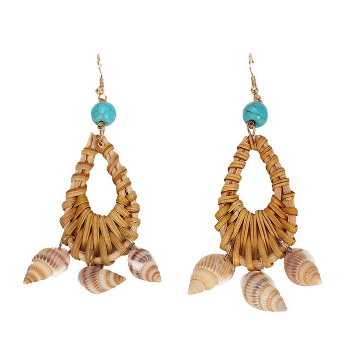 Bulk Jewelry Wholesale colorful resin bohemian braided bamboo and rattan earrings JDC-ES-V050 Wholesale factory from China YIWU China
