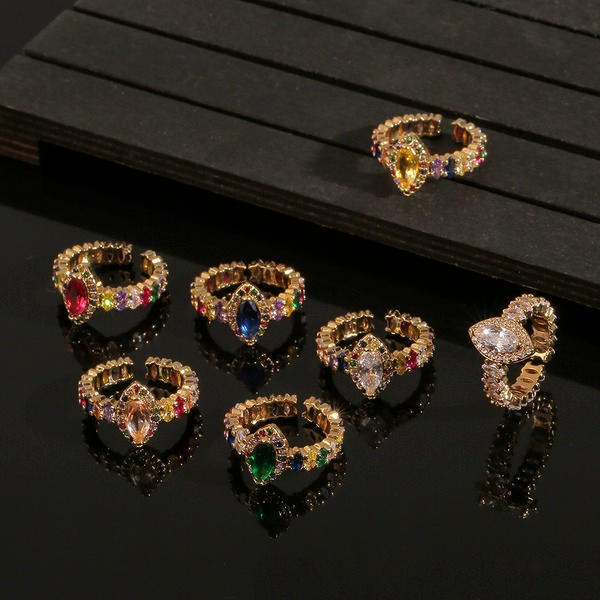 Wholesale colorful Rhinestone shaped copper open rings JDC-RS-HX105 Rings JoyasDeChina Wholesale Jewelry JoyasDeChina Joyas De China