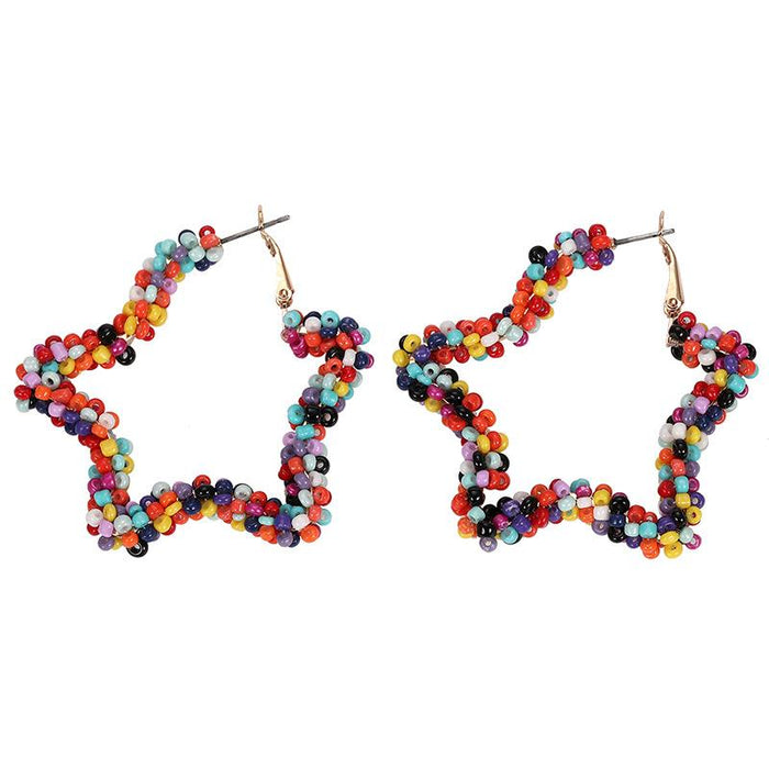 Bulk Jewelry Wholesale colorful rice bead five-pointed star beach earrings JDC-ES-V074 Wholesale factory from China YIWU China