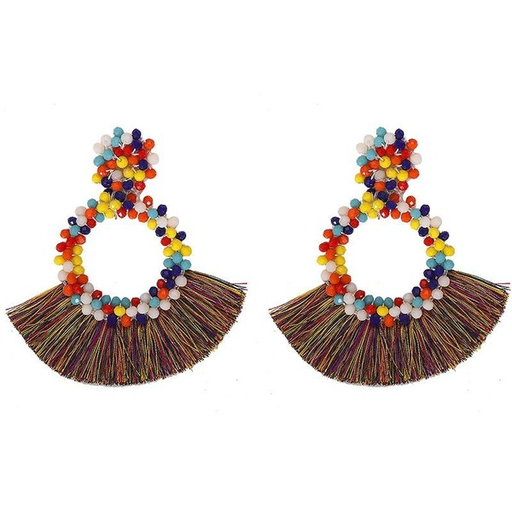 Bulk Jewelry Wholesale colorful rice beads woven tassel earrings JDC-ES-V108 Wholesale factory from China YIWU China